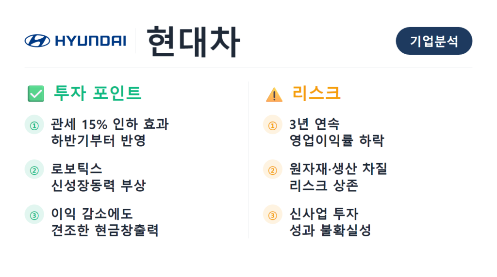 현대차 기업분석 2026 완성차 관세 재무제표